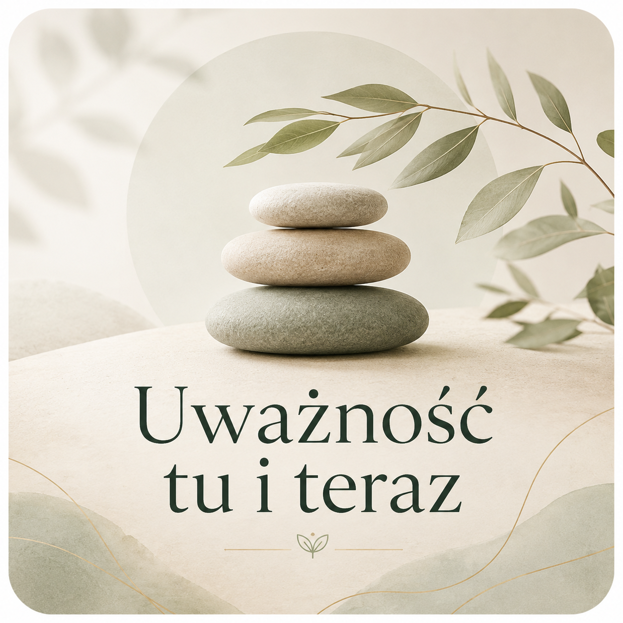 Uważność tu i teraz - kamienie symbolizujące spokój, równowagę i skupienie na chwili obecnej